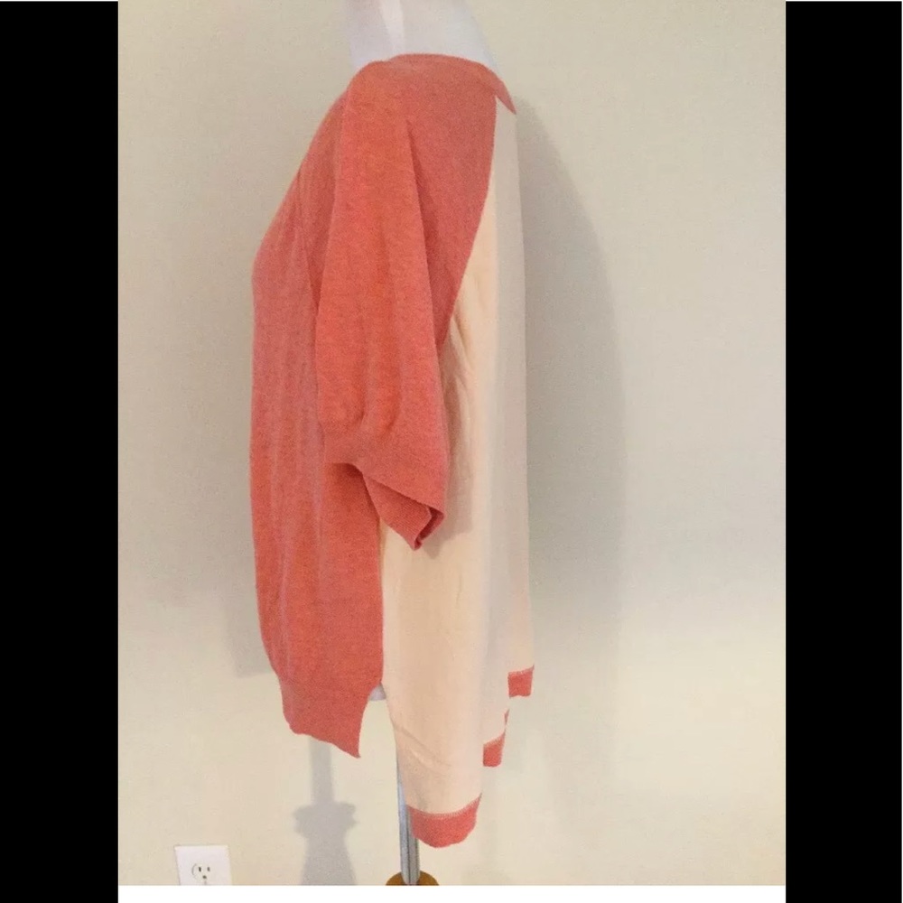 Moth Anthropologie peach top shirt hi low hem
